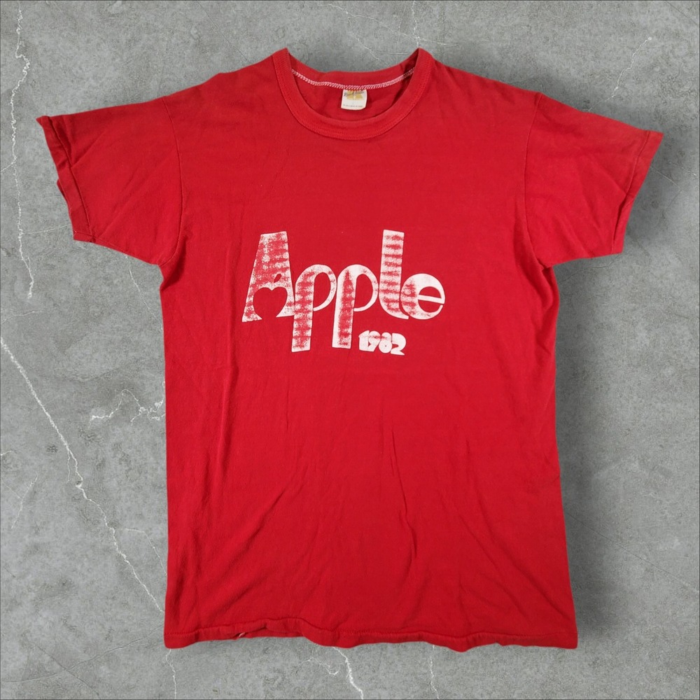 Russell Athletic Apple 1982 T-Shirt Mens L Red Vintage Graphic Tech Tee USA Made